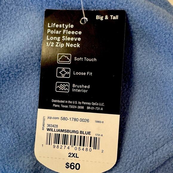 Xersion 2XL Big & Tall Polar Fleece 1/2 Zip Pullover Blue NWT Loose Fit Soft - Picture 6 of 11